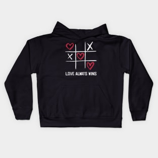 Love Always Wins Tic Tac Toe Game Love Quote Kids Hoodie